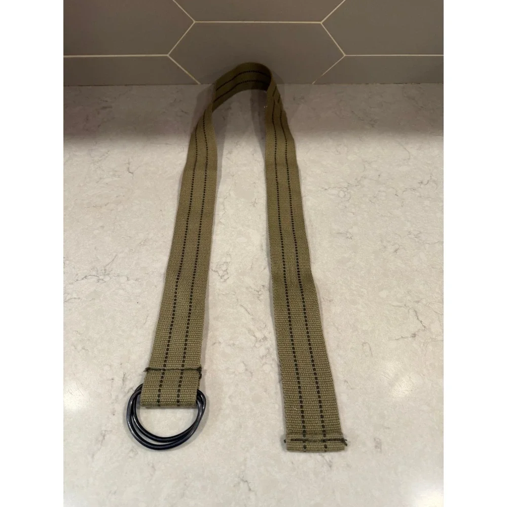 Mens Olive Green Canvas Web D-Ring Belt Military Style Size 36 Adjustable